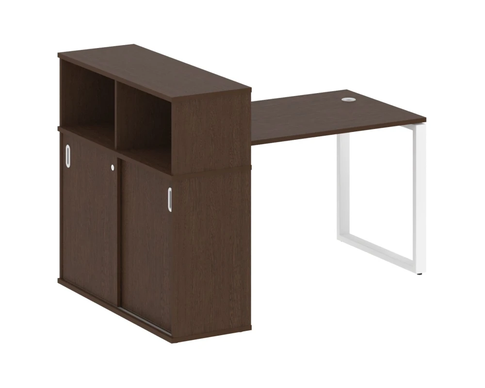 Стол письменный на О-образном м/к с опорным шкафом-купе 161x112x109,8 Метал Систем / Metal System