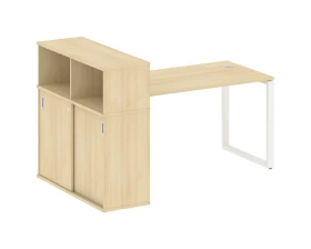 Стол письменный на О-образном м/к с опорным шкафом-купе 181x112x109,8 Метал Систем / Metal System images