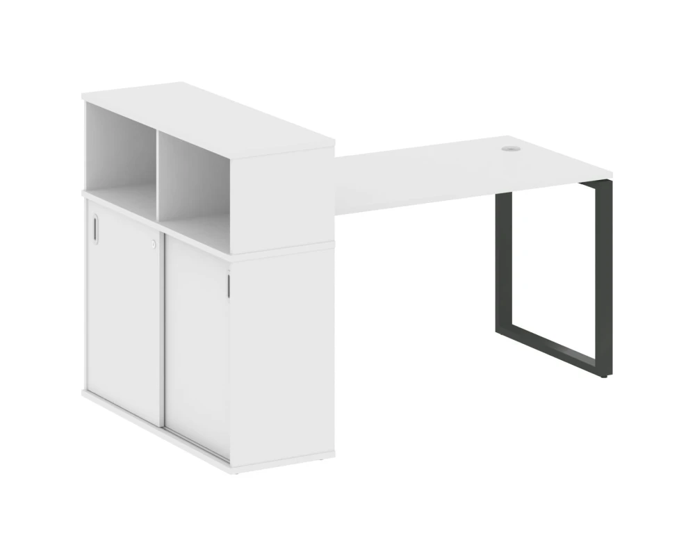 Стол письменный на О-образном м/к с опорным шкафом-купе 181x112x109,8 Метал Систем / Metal System