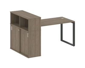 Стол письменный на О-образном м/к с опорным шкафом-купе 181x112x109,8 Метал Систем / Metal System images