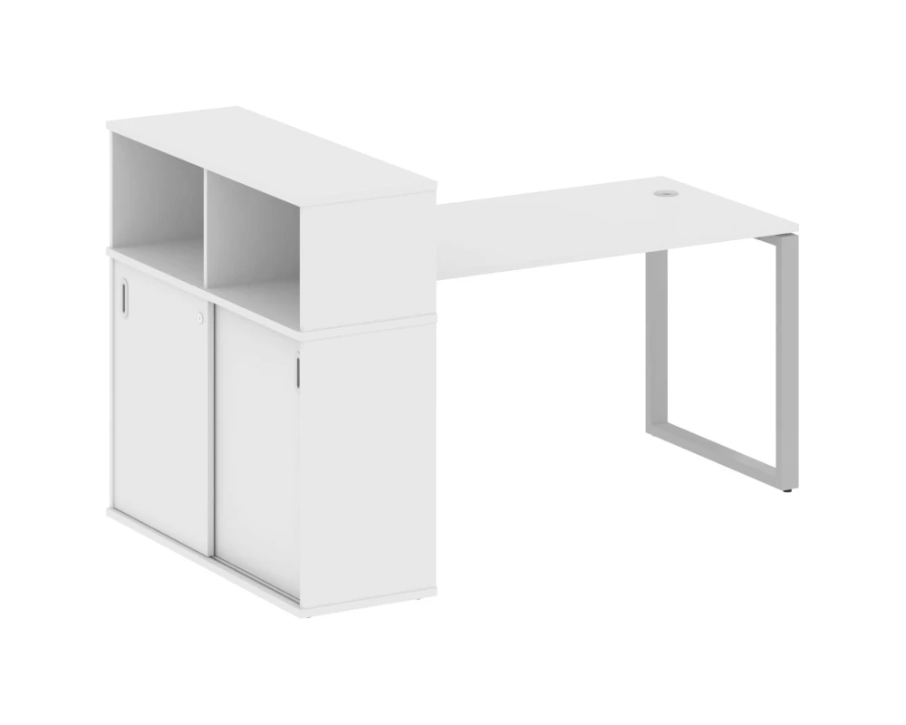 Стол письменный на О-образном м/к с опорным шкафом-купе 181x112x109,8 Метал Систем / Metal System