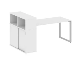 Стол письменный на О-образном м/к с опорным шкафом-купе 201x112x109,8 Метал Систем / Metal System images