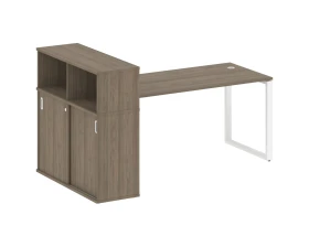 Стол письменный на О-образном м/к с опорным шкафом-купе 201x112x109,8 Метал Систем / Metal System images