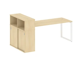 Стол письменный на О-образном м/к с опорным шкафом-купе 221x112x109,8 Метал Систем / Metal System images