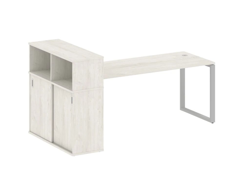 Стол письменный на О-образном м/к с опорным шкафом-купе 221x112x109,8 Метал Систем / Metal System