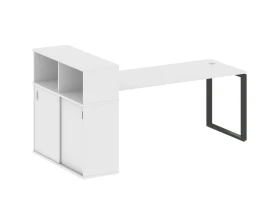 Стол письменный на О-образном м/к с опорным шкафом-купе 221x112x109,8 Метал Систем / Metal System images