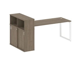 Стол письменный на О-образном м/к с опорным шкафом-купе 221x112x109,8 Метал Систем / Metal System images