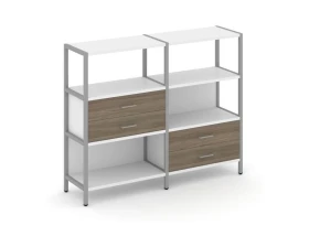 Двухсекционный стеллаж трехярусный с ящиками на двух ярусах 1590х400х1246 Шелф Систем / Shelf System images