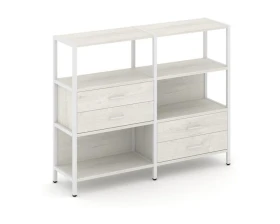 Двухсекционный стеллаж трехярусный с ящиками на двух ярусах 1590х400х1246 Шелф Систем / Shelf System images