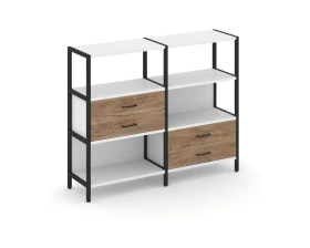 Двухсекционный стеллаж трехярусный с ящиками на двух ярусах 1590х400х1246 Шелф Систем / Shelf System images