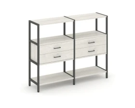 Двухсекционный стеллаж трехярусный с ящиками на одном ярусе 1590х400х1246 Шелф Систем / Shelf System images