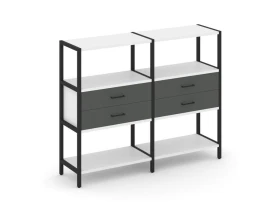 Двухсекционный стеллаж трехярусный с ящиками на одном ярусе 1590х400х1246 Шелф Систем / Shelf System images