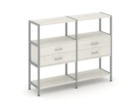 Двухсекционный стеллаж трехярусный с ящиками на одном ярусе 1590х400х1246 Шелф Систем / Shelf System images