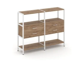Двухсекционный стеллаж трехярусный с ящиками на одном ярусе 1590х400х1246 Шелф Систем / Shelf System images