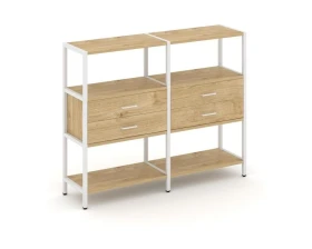 Двухсекционный стеллаж трехярусный с ящиками на одном ярусе 1590х400х1246 Шелф Систем / Shelf System images