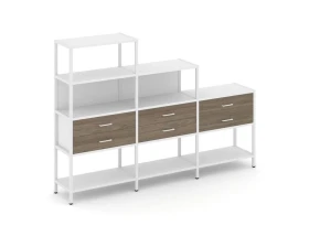 Трехсекционный стеллаж четырех/трех/двухярусный с ящиками 2730х400х1613 Шелф Систем / Shelf System images