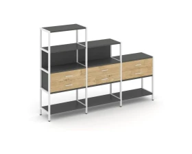 Трехсекционный стеллаж четырех/трех/двухярусный с ящиками 2730х400х1613 Шелф Систем / Shelf System images