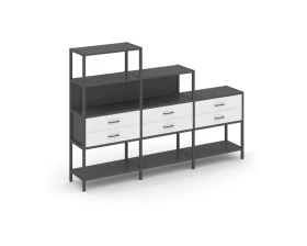 Трехсекционный стеллаж четырех/трех/двухярусный с ящиками 2730х400х1613 Шелф Систем / Shelf System images