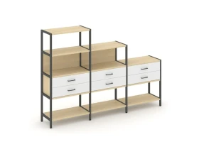 Трехсекционный стеллаж четырех/трех/двухярусный с ящиками 2730х400х1613 Шелф Систем / Shelf System images