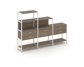 Трехсекционный стеллаж четырех/трех/двухярусный с ящиками 2730х400х1613 Шелф Систем / Shelf System images