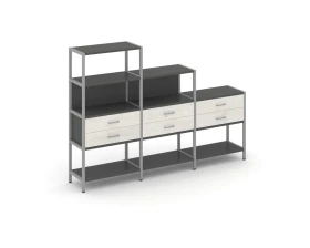 Трехсекционный стеллаж четырех/трех/двухярусный с ящиками 2730х400х1613 Шелф Систем / Shelf System images
