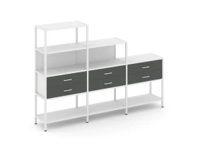 Трехсекционный стеллаж четырех/трех/двухярусный с ящиками 2730х400х1613 Шелф Систем / Shelf System images