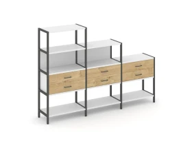 Трехсекционный стеллаж четырех/трех/двухярусный с ящиками 2730х400х1613 Шелф Систем / Shelf System images