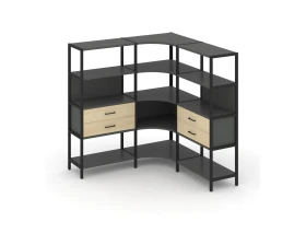 Трехсекционный угловой стеллаж четырехярусный с ящиками 1590х1590х1613 Шелф Систем / Shelf System images