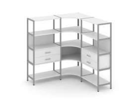 Трехсекционный угловой стеллаж четырехярусный с ящиками 1590х1590х1613 Шелф Систем / Shelf System images