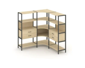 Трехсекционный угловой стеллаж четырехярусный с ящиками 1590х1590х1613 Шелф Систем / Shelf System images