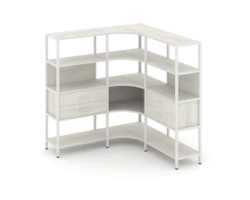 Трехсекционный угловой стеллаж четырехярусный с ящиками 1590х1590х1613 Шелф Систем / Shelf System images