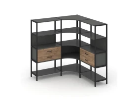 Трехсекционный угловой стеллаж четырехярусный с ящиками 1590х1590х1613 Шелф Систем / Shelf System images