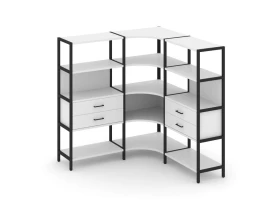Трехсекционный угловой стеллаж четырехярусный с ящиками 1590х1590х1613 Шелф Систем / Shelf System images
