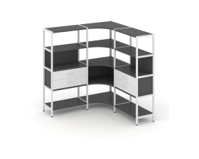 Трехсекционный угловой стеллаж четырехярусный с ящиками 1590х1590х1613 Шелф Систем / Shelf System images
