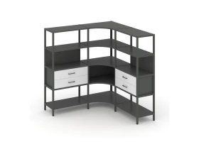 Трехсекционный угловой стеллаж четырехярусный с ящиками 1590х1590х1613 Шелф Систем / Shelf System images