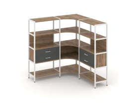 Трехсекционный угловой стеллаж четырехярусный с ящиками 1590х1590х1613 Шелф Систем / Shelf System images