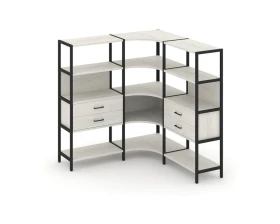 Трехсекционный угловой стеллаж четырехярусный с ящиками 1590х1590х1613 Шелф Систем / Shelf System images