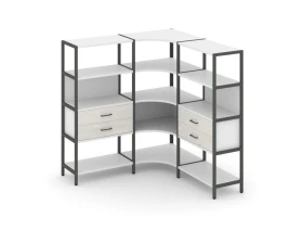 Трехсекционный угловой стеллаж четырехярусный с ящиками 1590х1590х1613 Шелф Систем / Shelf System images