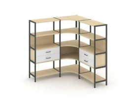 Трехсекционный угловой стеллаж четырехярусный с ящиками 1590х1590х1613 Шелф Систем / Shelf System images