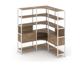 Трехсекционный угловой стеллаж пятиярусный с ящиками 1590х1590х1980 Шелф Систем / Shelf System images