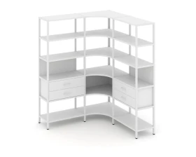 Трехсекционный угловой стеллаж пятиярусный с ящиками 1590х1590х1980 Шелф Систем / Shelf System images