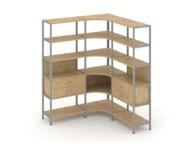 Трехсекционный угловой стеллаж пятиярусный с ящиками 1590х1590х1980 Шелф Систем / Shelf System images