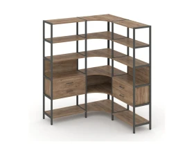 Трехсекционный угловой стеллаж пятиярусный с ящиками 1590х1590х1980 Шелф Систем / Shelf System images
