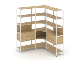 Трехсекционный угловой стеллаж пятиярусный с ящиками 1590х1590х1980 Шелф Систем / Shelf System images