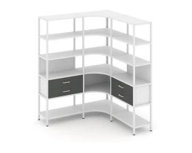 Трехсекционный угловой стеллаж пятиярусный с ящиками 1590х1590х1980 Шелф Систем / Shelf System images