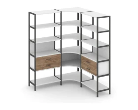 Трехсекционный угловой стеллаж пятиярусный с ящиками 1590х1590х1980 Шелф Систем / Shelf System images