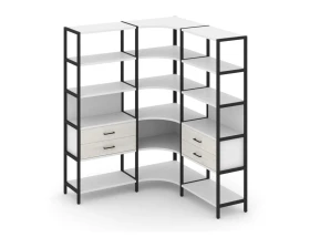Трехсекционный угловой стеллаж пятиярусный с ящиками 1590х1590х1980 Шелф Систем / Shelf System images