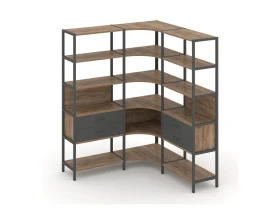 Трехсекционный угловой стеллаж пятиярусный с ящиками 1590х1590х1980 Шелф Систем / Shelf System images