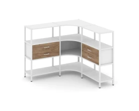 Трехсекционный угловой стеллаж трехярусный с ящиками 1590х1590х1246 Шелф Систем / Shelf System images