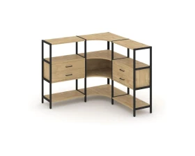 Трехсекционный угловой стеллаж трехярусный с ящиками 1590х1590х1246 Шелф Систем / Shelf System images